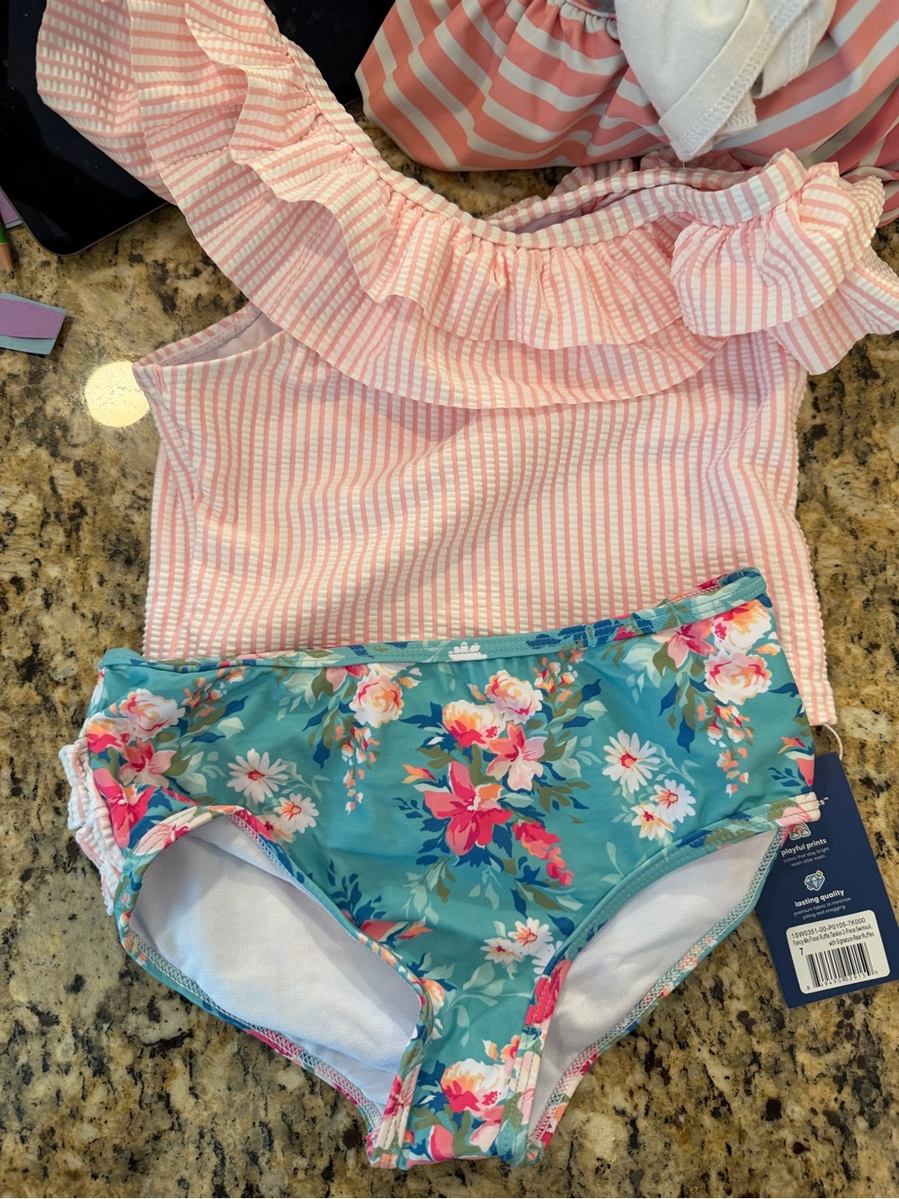 Brand New Ruffle Butts Girls Floral Blue Bikini Bathing Suit